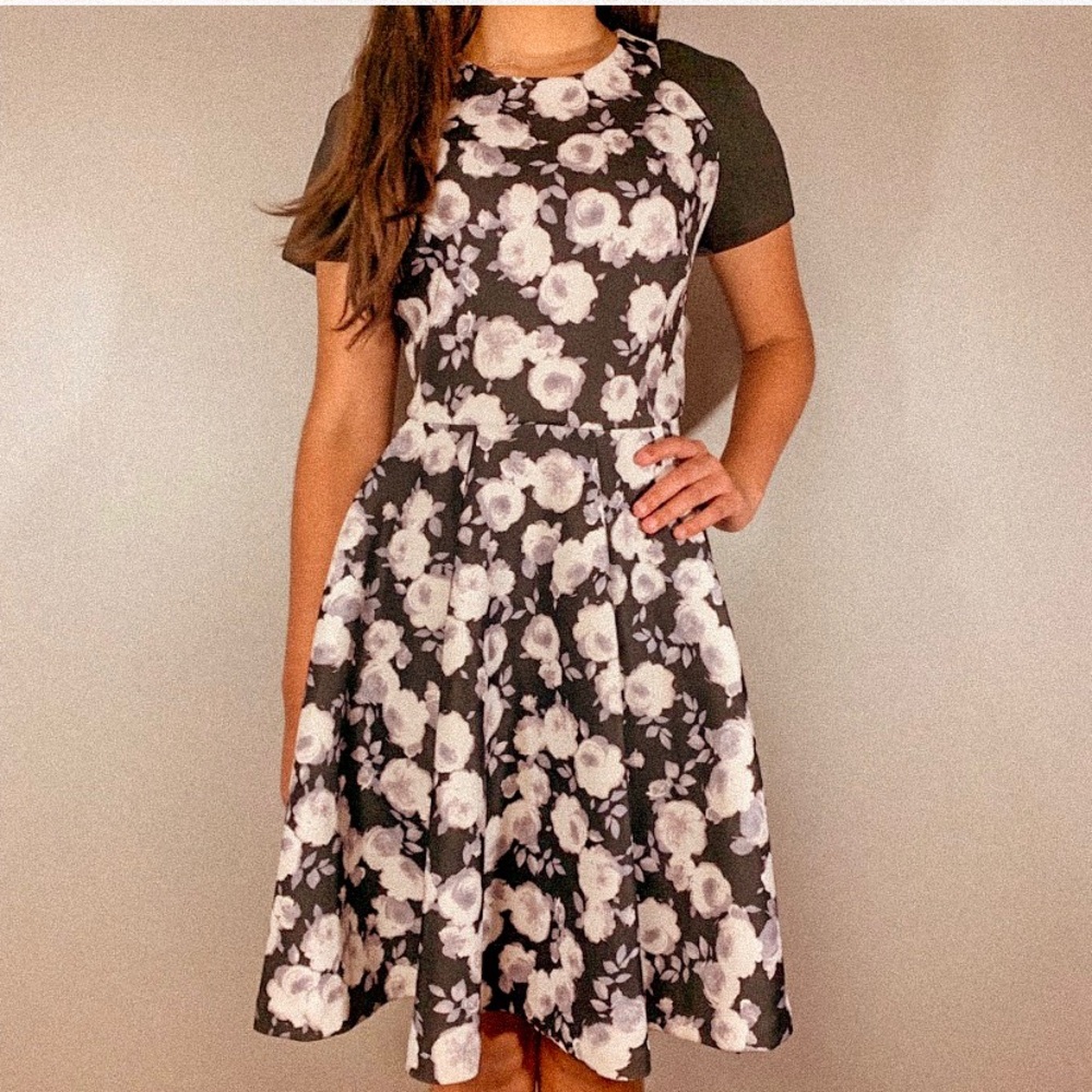 Elle Floral Fit and Flare Scuba Dress